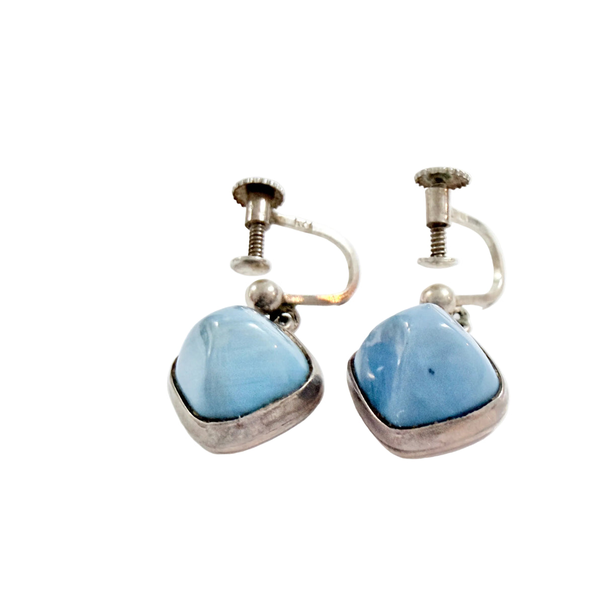 Victor Janson, Sweden 1950-60s. Solid SIlver Bergslagen-stone Earrings.