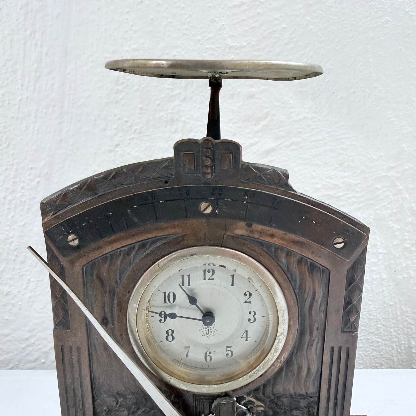 Junghans, Germany early 1900s. Antique Jugendstil Table Clock with Scale