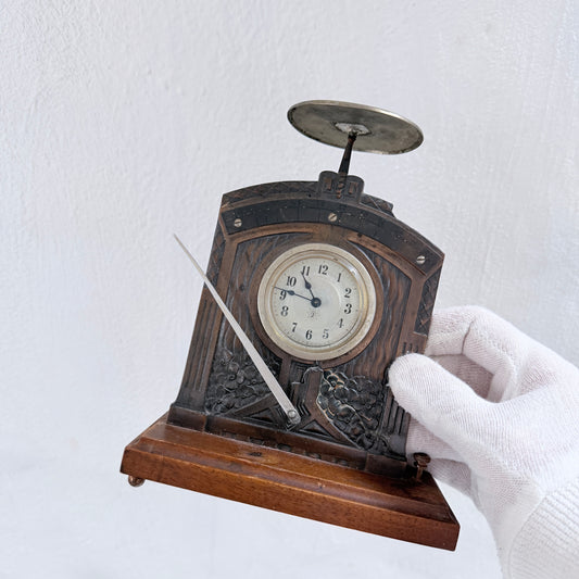 Junghans, Germany early 1900s. Antique Jugendstil Table Clock with Scale