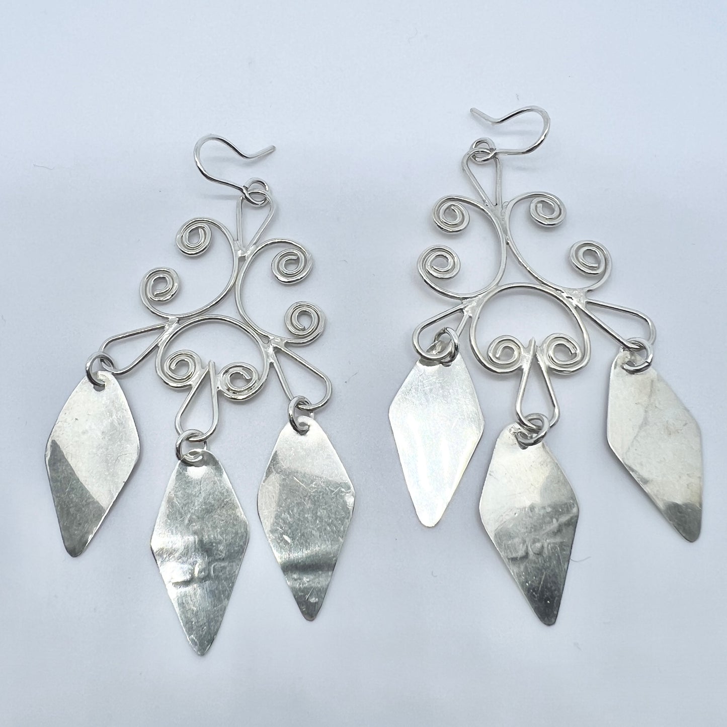 Lillian Åhslund, Sweden 1971 Large Vintage Sterling Silver Earrings