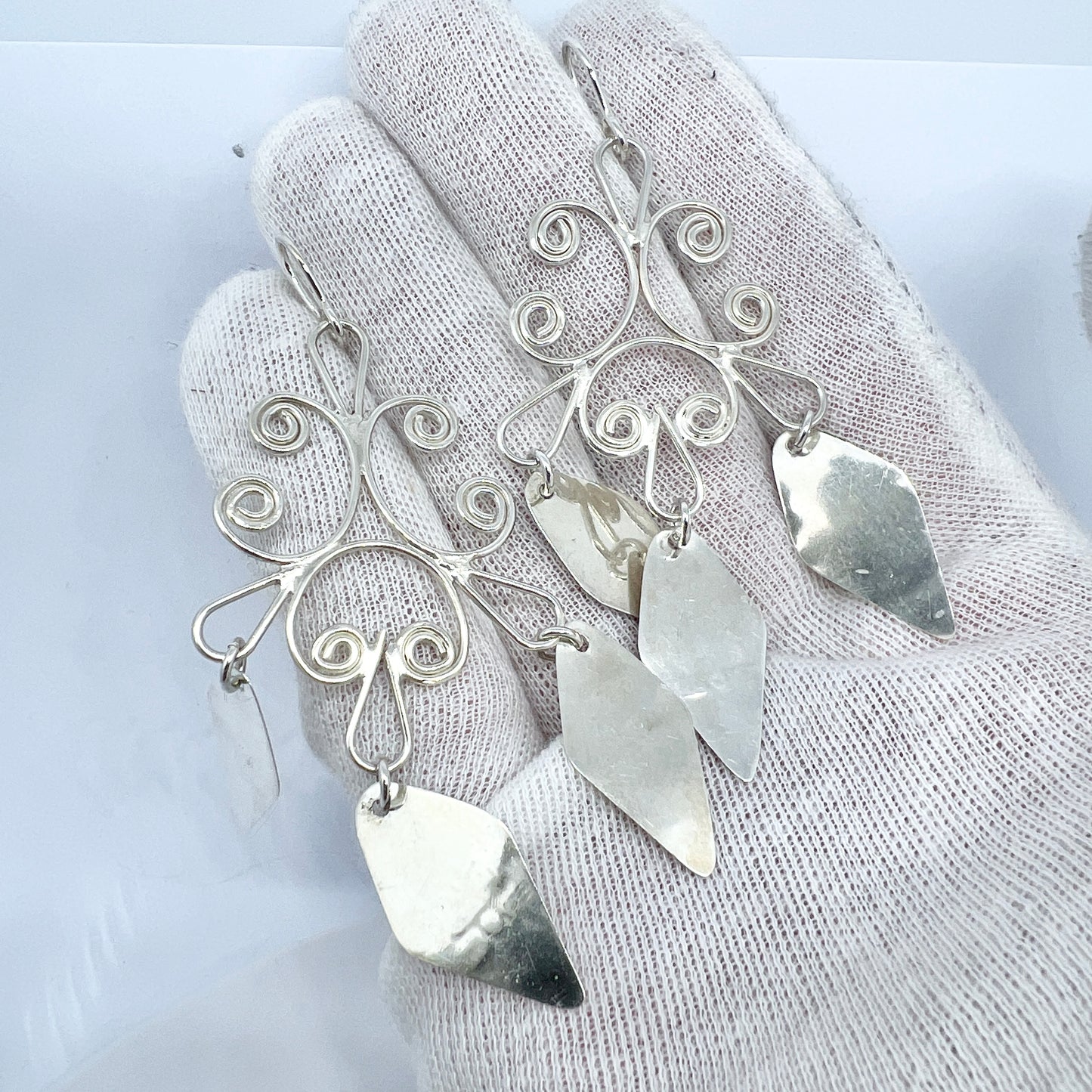 Lillian Åhslund, Sweden 1971 Large Vintage Sterling Silver Earrings