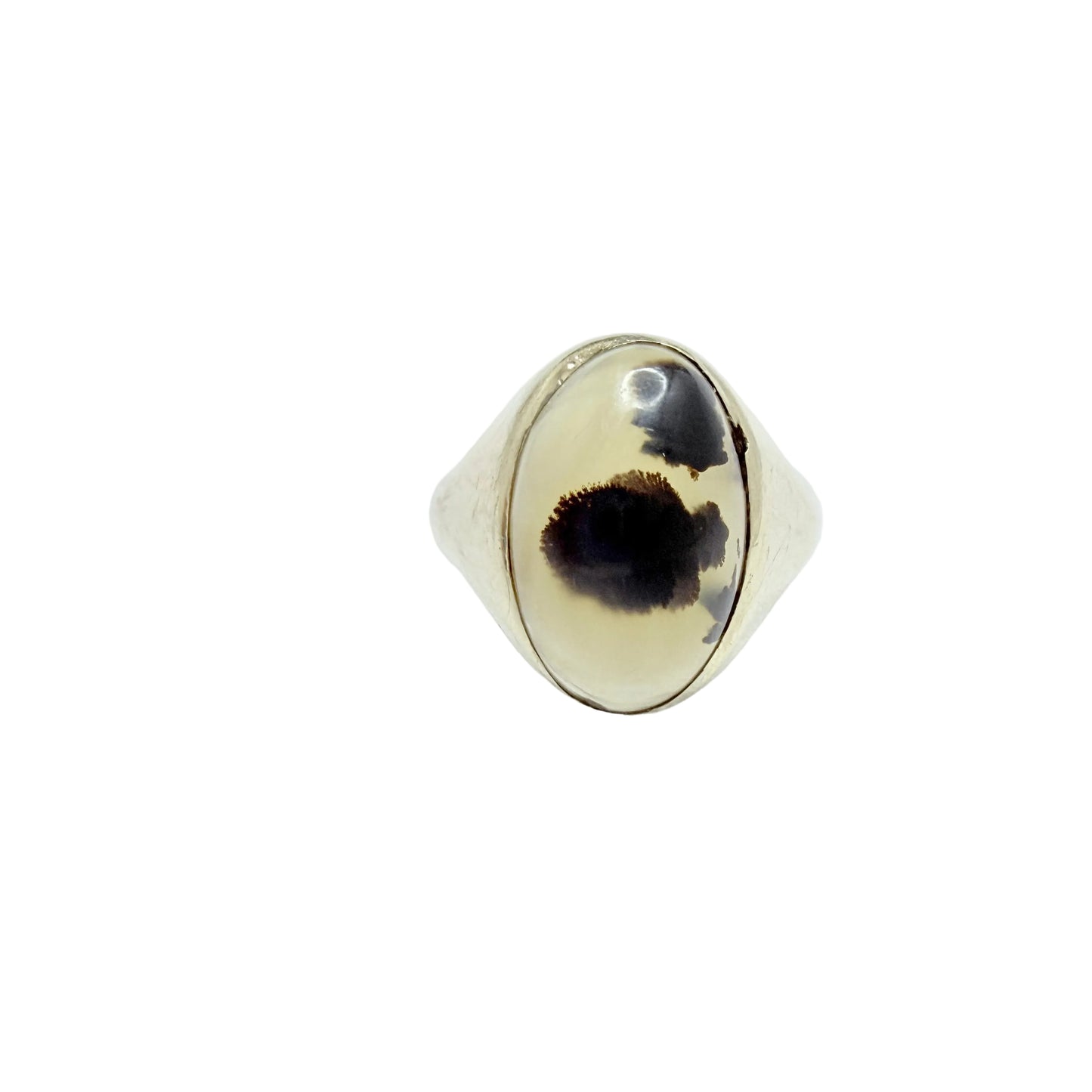 Antique year 1913. Dendritic Agate 10k Gold Ring.