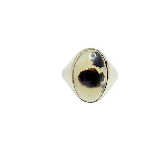 Antique year 1913. Dendritic Agate 10k Gold Ring.