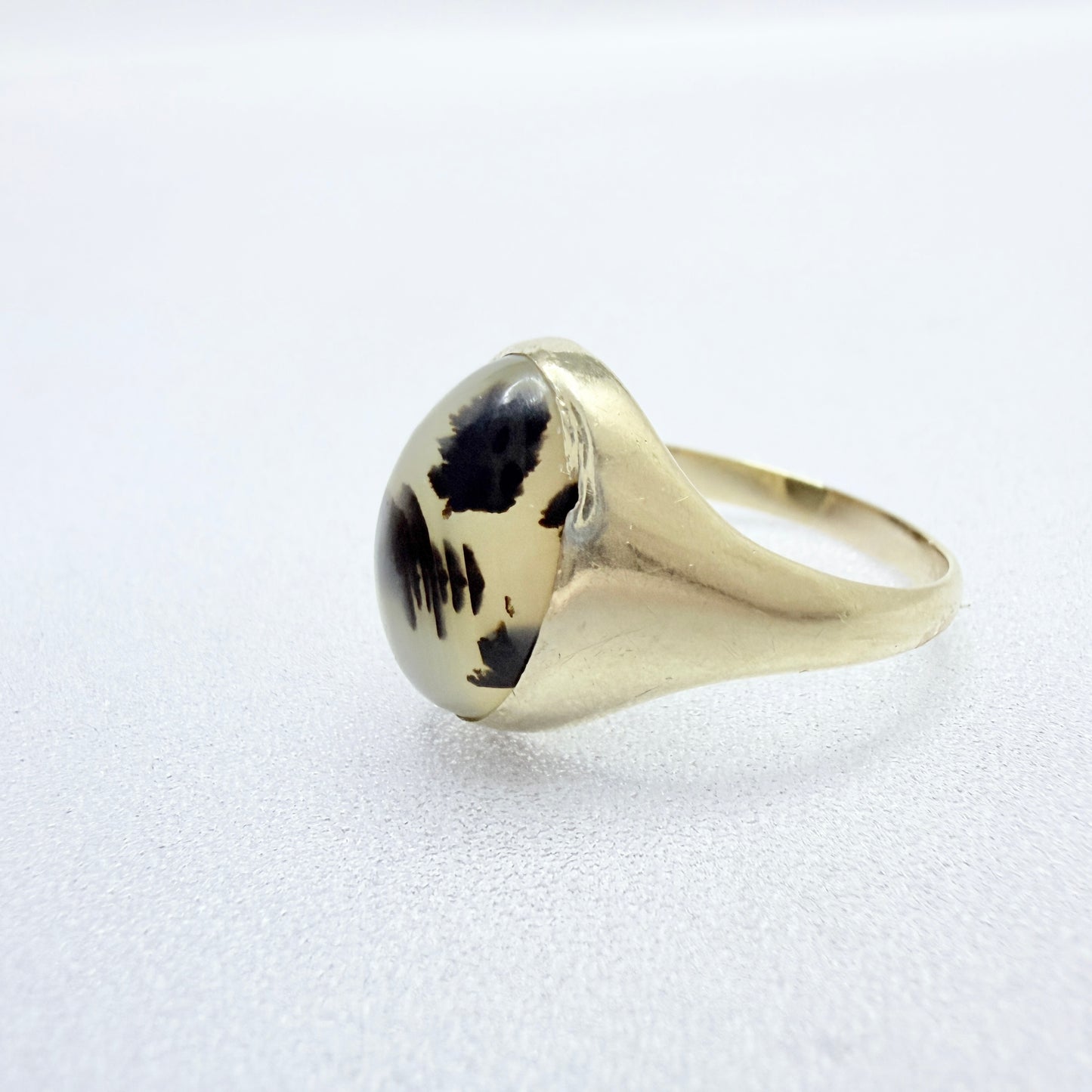 Antique year 1913. Dendritic Agate 10k Gold Ring.