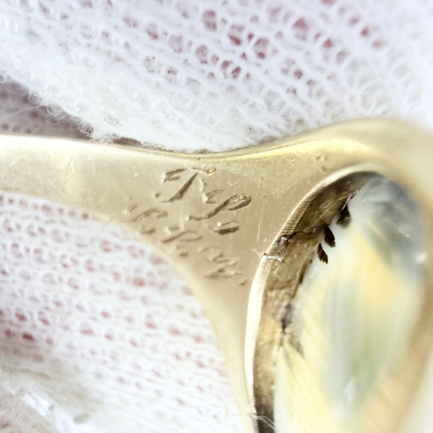 Antique year 1913. Dendritic Agate 10k Gold Ring.