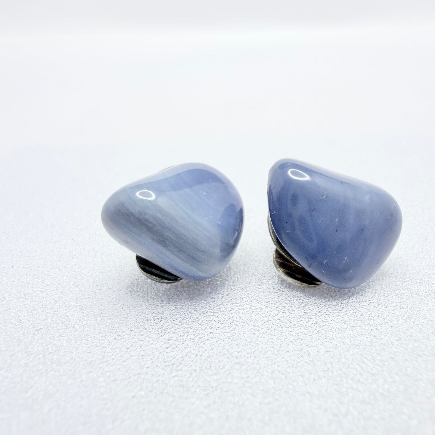 Sweden ca 1960s. Vintage Bergslagen-stone Silver Clip-on Earrings.
