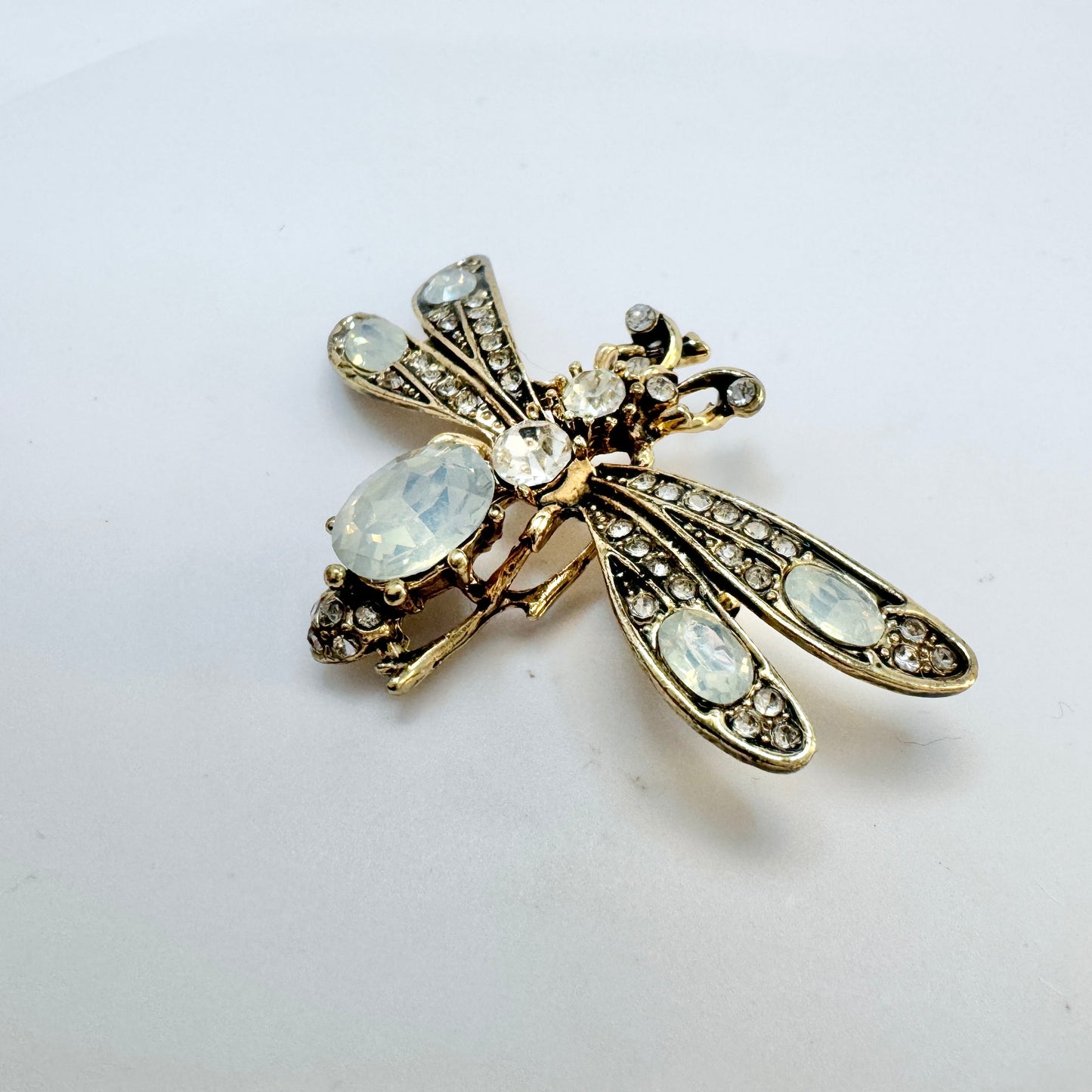 Maker SL / LS. Vintage Costume Jewelry Dragonfly Brooch.