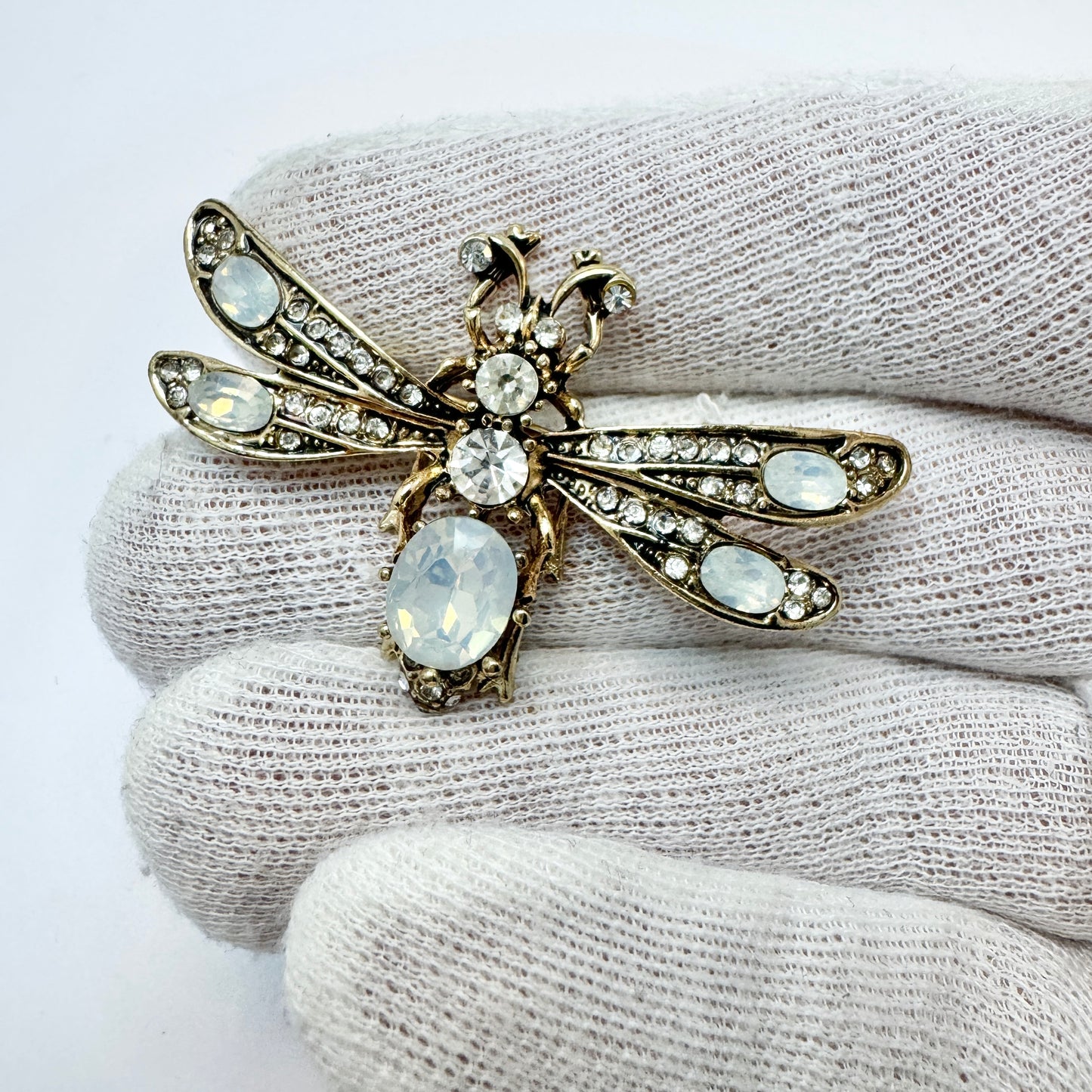 Maker SL / LS. Vintage Costume Jewelry Dragonfly Brooch.