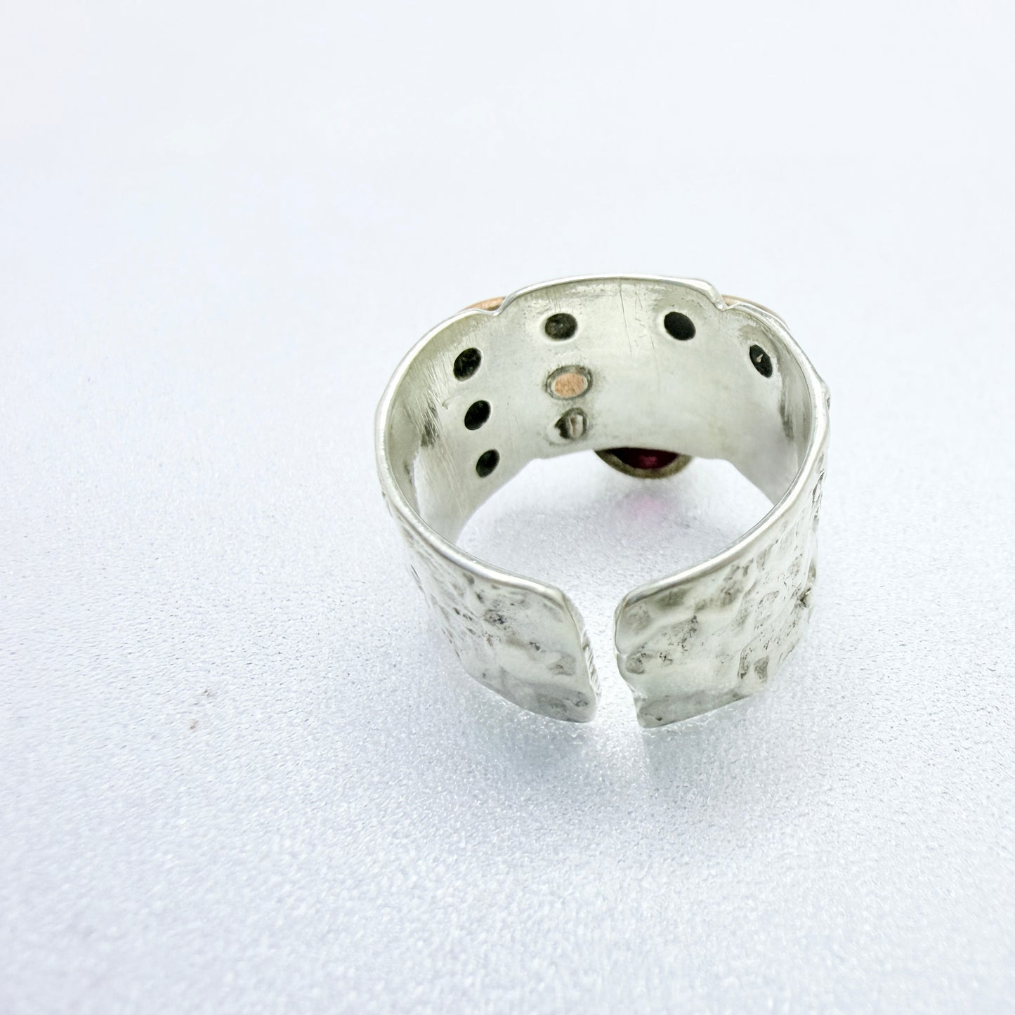Sterling Silver Copper Synthetic Ruby Ring.
