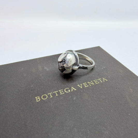 Bottega Veneta, Italy. Sterling Silver Ring. Boxed.