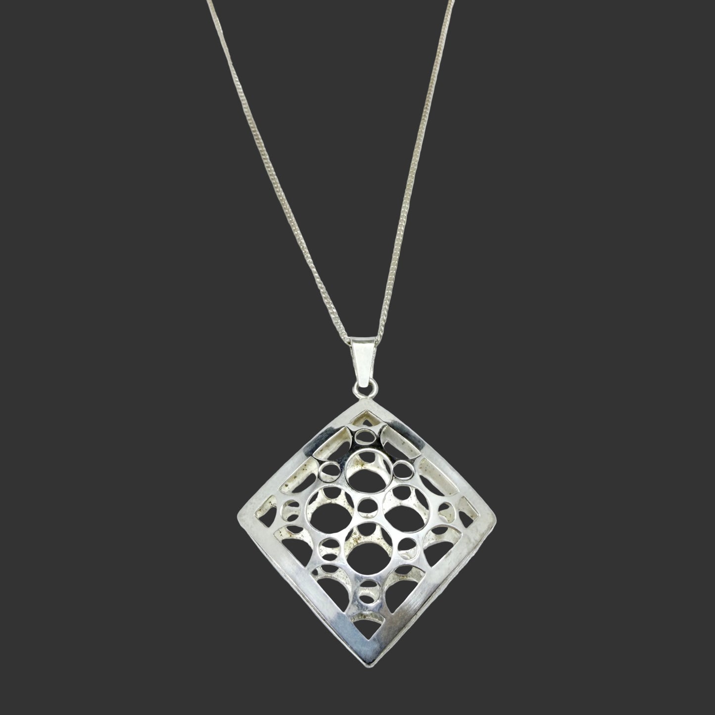 Salovaara Finland. Vintage Sterling Silver Pendant + Chain.