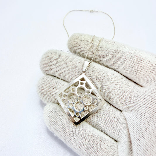 Salovaara Finland. Vintage Sterling Silver Pendant + Chain.