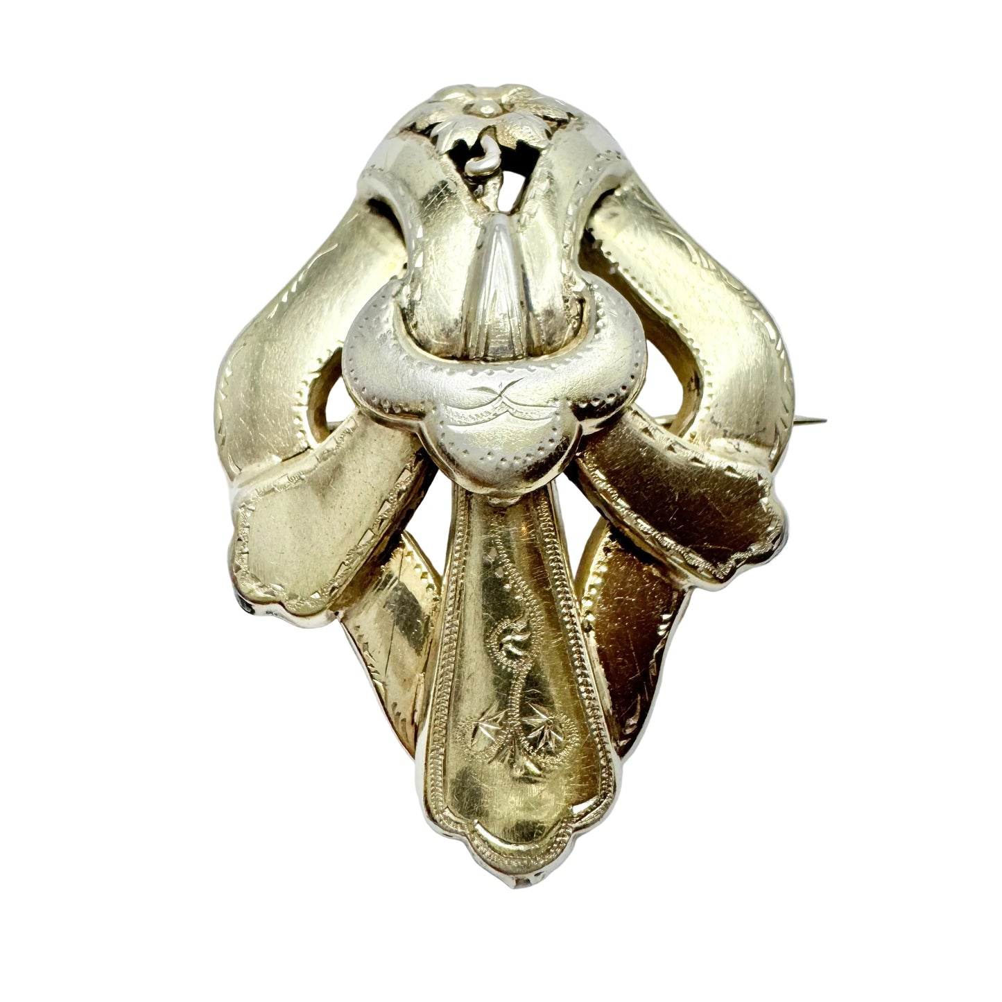 Sweden 1887. Antique Victorian Gilt Solid Silver Brooch Pendant.