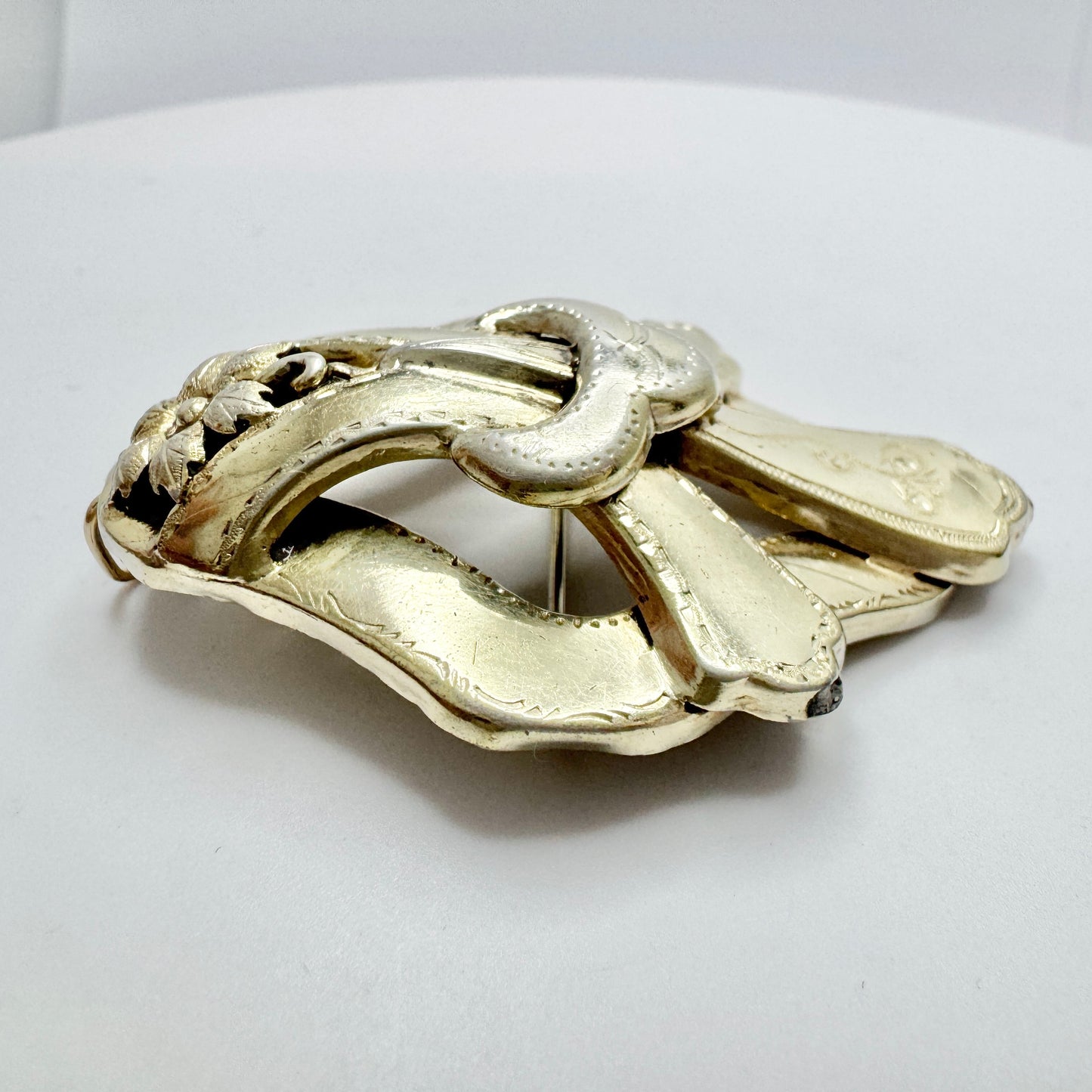 Sweden 1887. Antique Victorian Gilt Solid Silver Brooch Pendant.