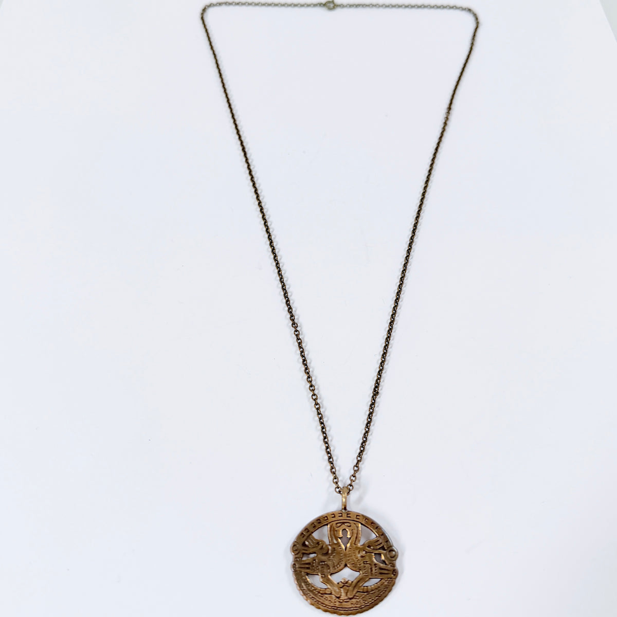 Kalevala Koru, Finland. Vintage Bronze Birds of Paradise Pendant Necklace.