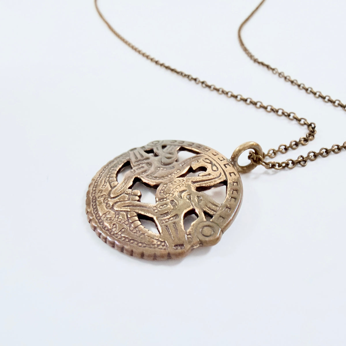 Kalevala Koru, Finland. Vintage Bronze Birds of Paradise Pendant Necklace.