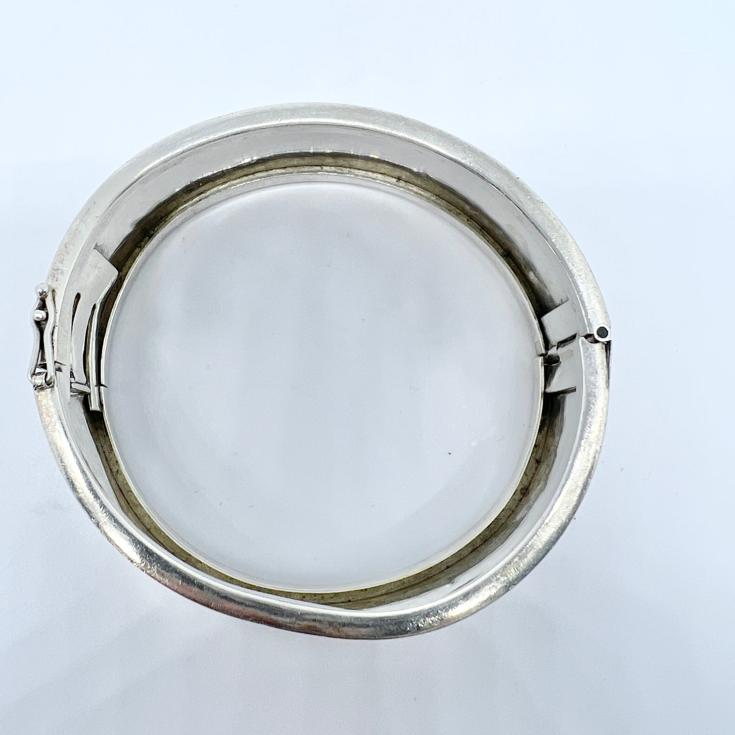 Andreas Daub Germany 1950s Solid Silver Hinged Flower Bangle Bracelet.