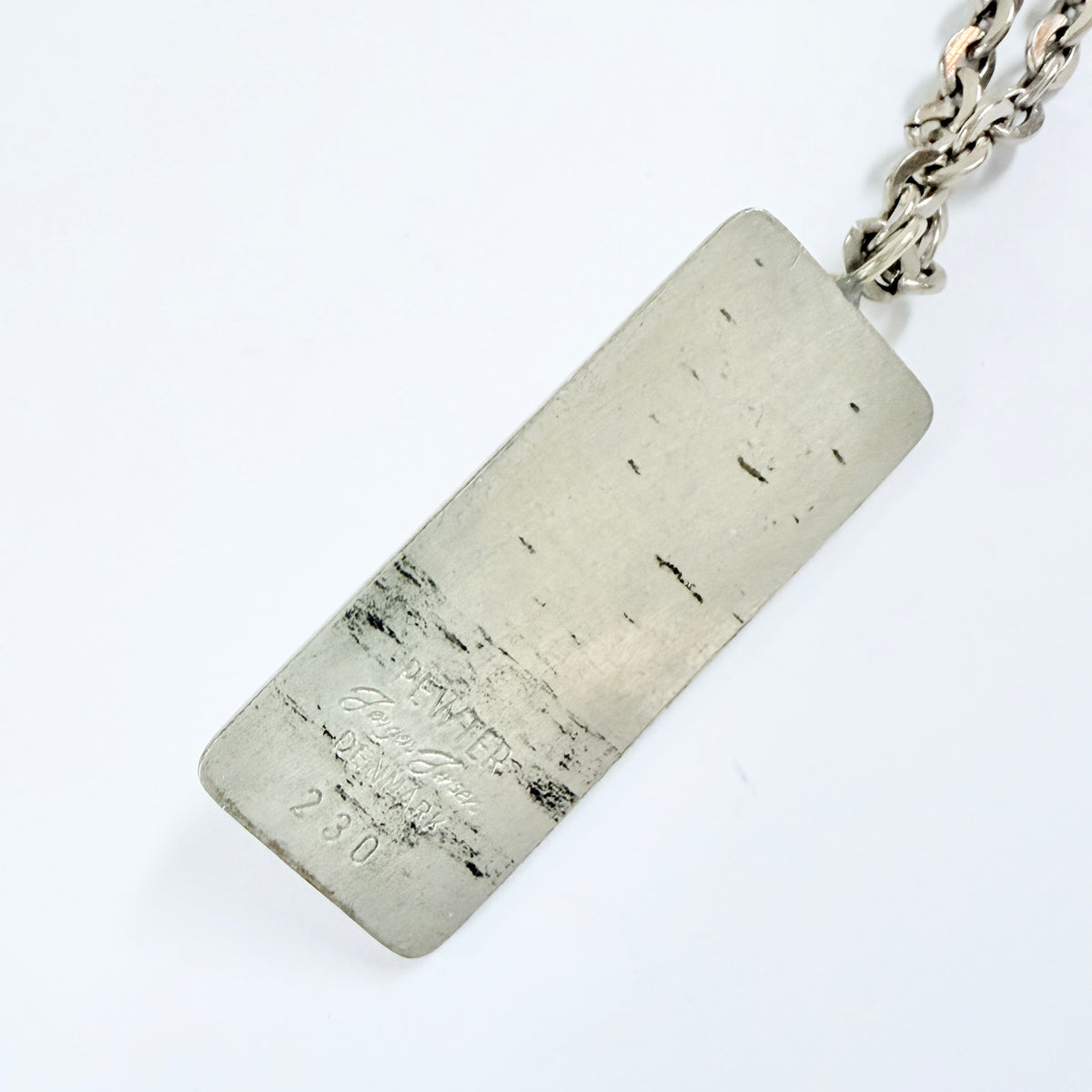 Jørgen Jensen, Denmark. Vintage Pewter Amber Glass Pendant Necklace.
