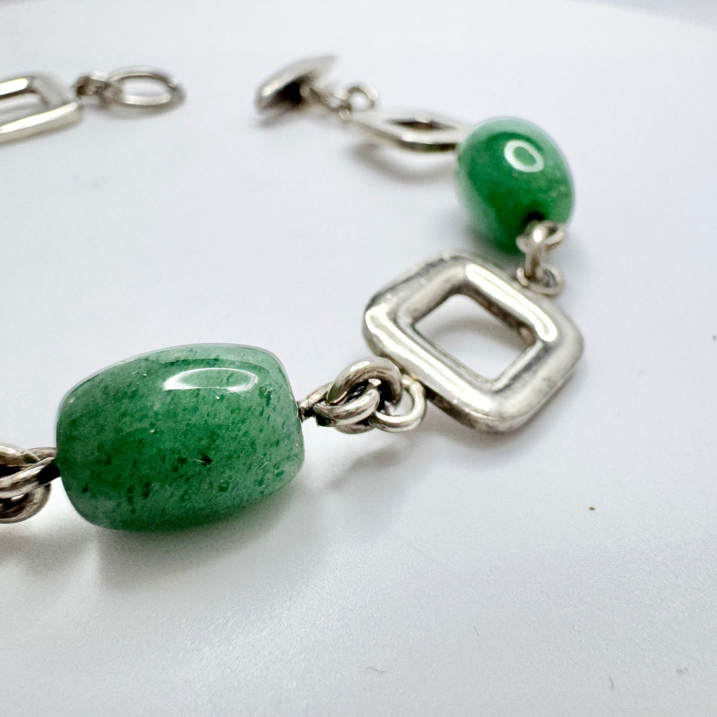 Arvo Saarela, Sweden 1969. Vintage Sterling Silver Aventurine Bracelet.