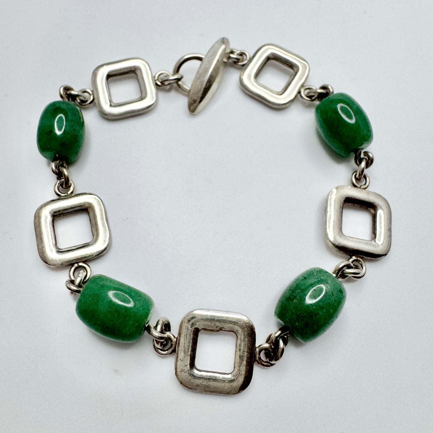 Arvo Saarela, Sweden 1969. Vintage Sterling Silver Aventurine Bracelet.