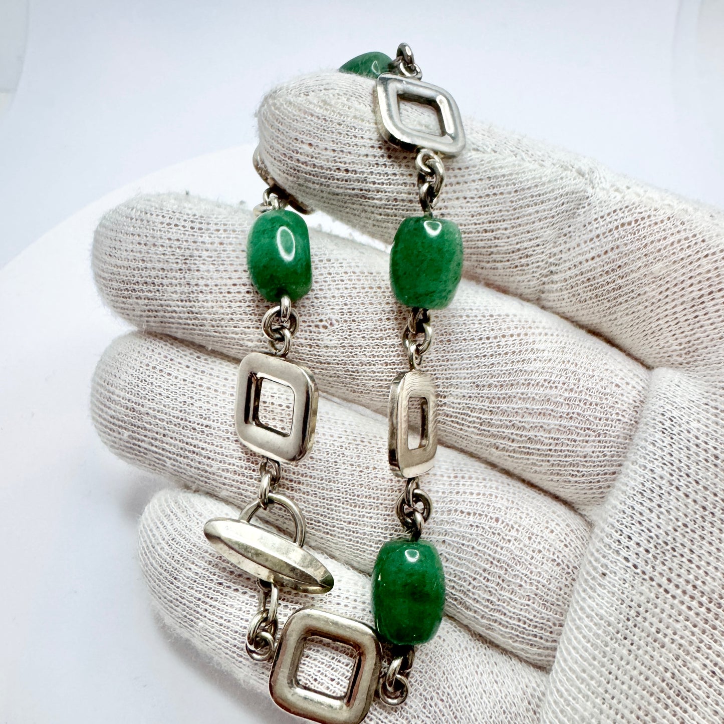 Arvo Saarela, Sweden 1969. Vintage Sterling Silver Aventurine Bracelet.