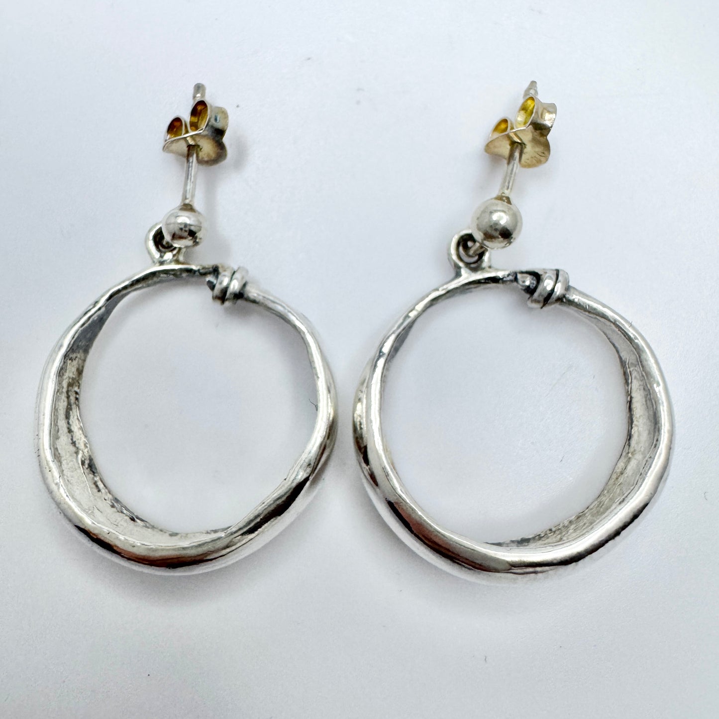Bengt Hallberg. Sweden Vintage Viking Copy Sterling Silver Earrings.