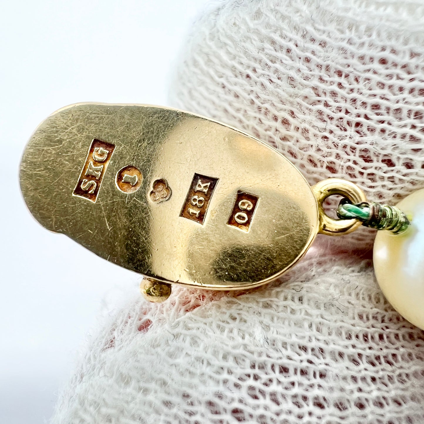 Sten Karlsson, Sweden 1964. Vintage 18k Gold Moonstone Cultured Pearl Necklace.