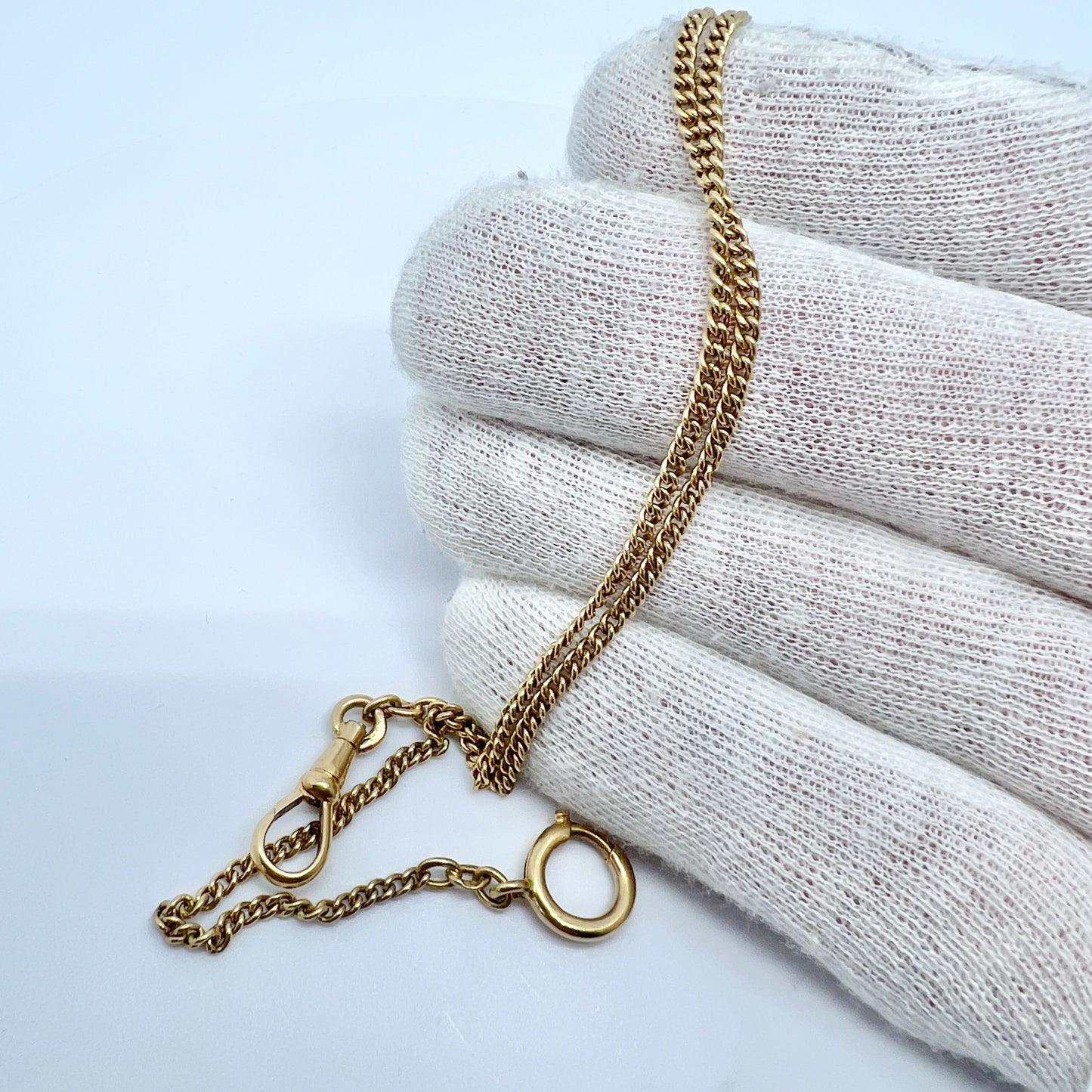 Sweden c 1900. Antique 18k Gold Watch Chain in Perfect Necklace Length.