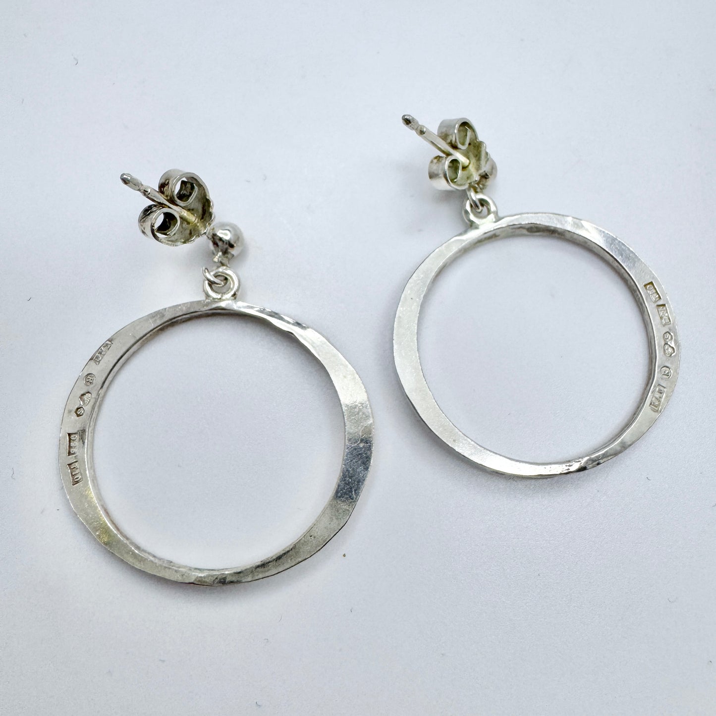 R.Gustafsson, Sweden 1993. Vintage Sterling Silver Earrings.