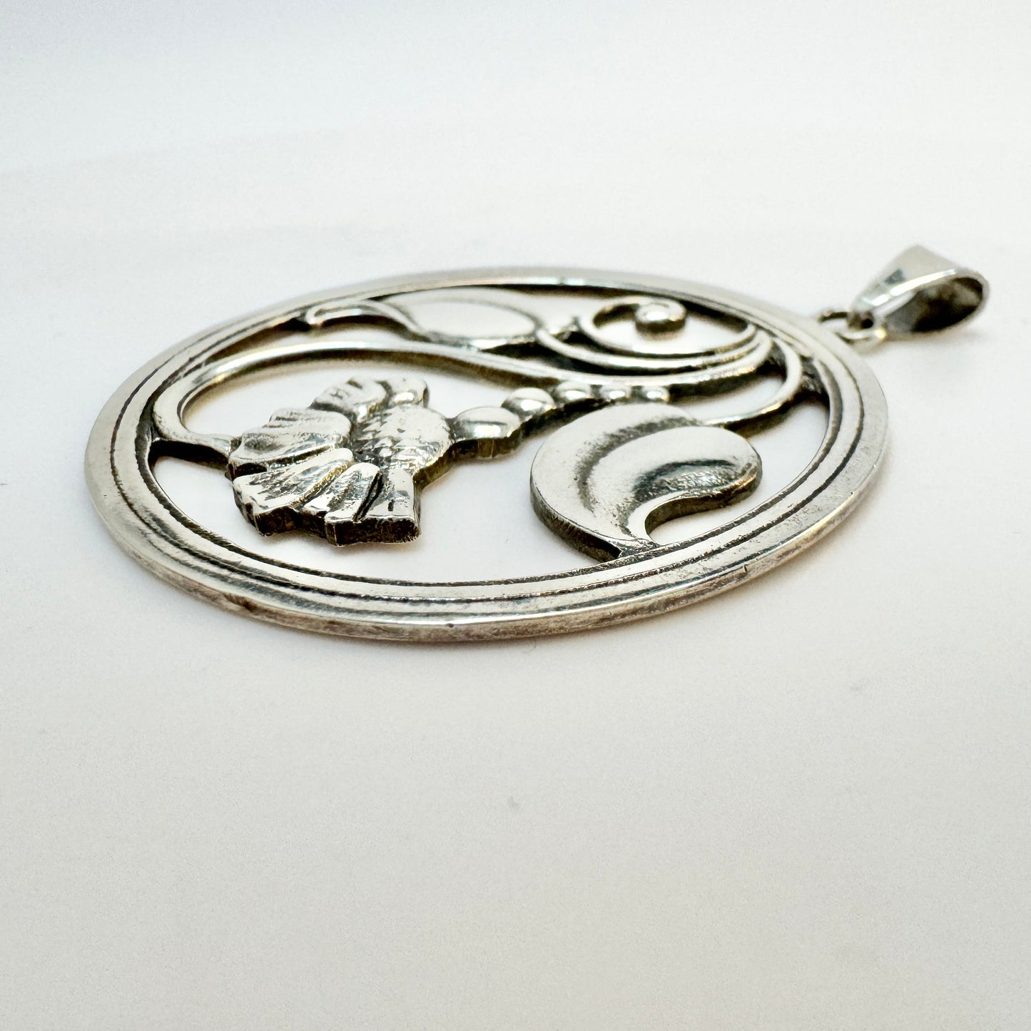 Jan Sjöberg, Sweden 1948. Vintage Sterling Silver Flower Pendant.