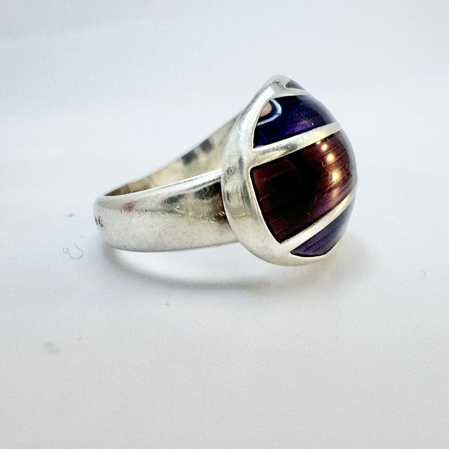 David-Andersen, Norway. Vintage Sterling Silver Enamel Ring.