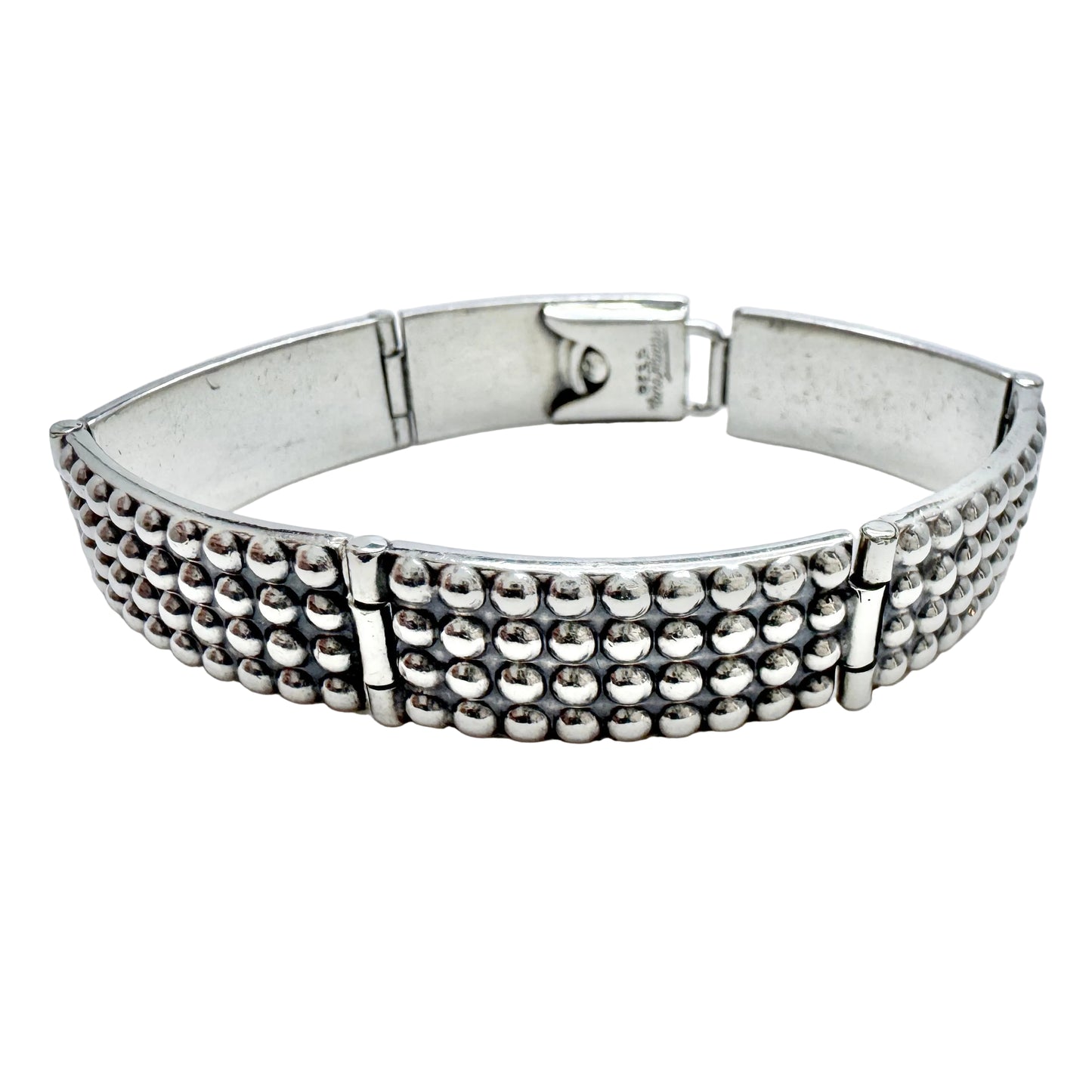 Hans Hansen, Denmark c 1950s. Vintage Sterling Silver Bracelet w the Iconic Screw Clasp.