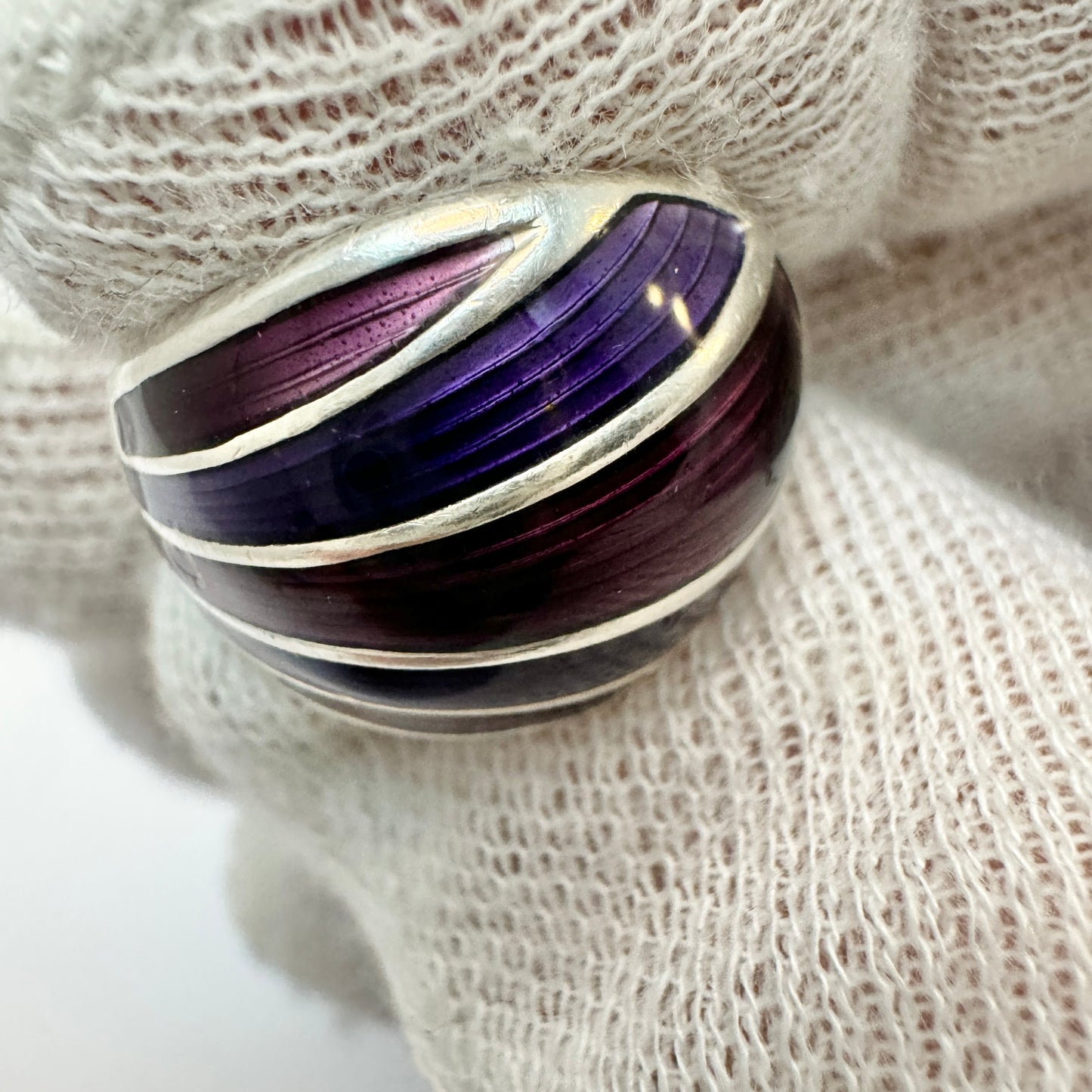 David-Andersen, Norway. Vintage Sterling Silver Enamel Ring.