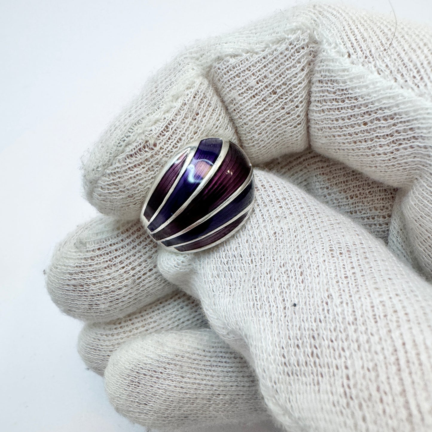 David-Andersen, Norway. Vintage Sterling Silver Enamel Ring.