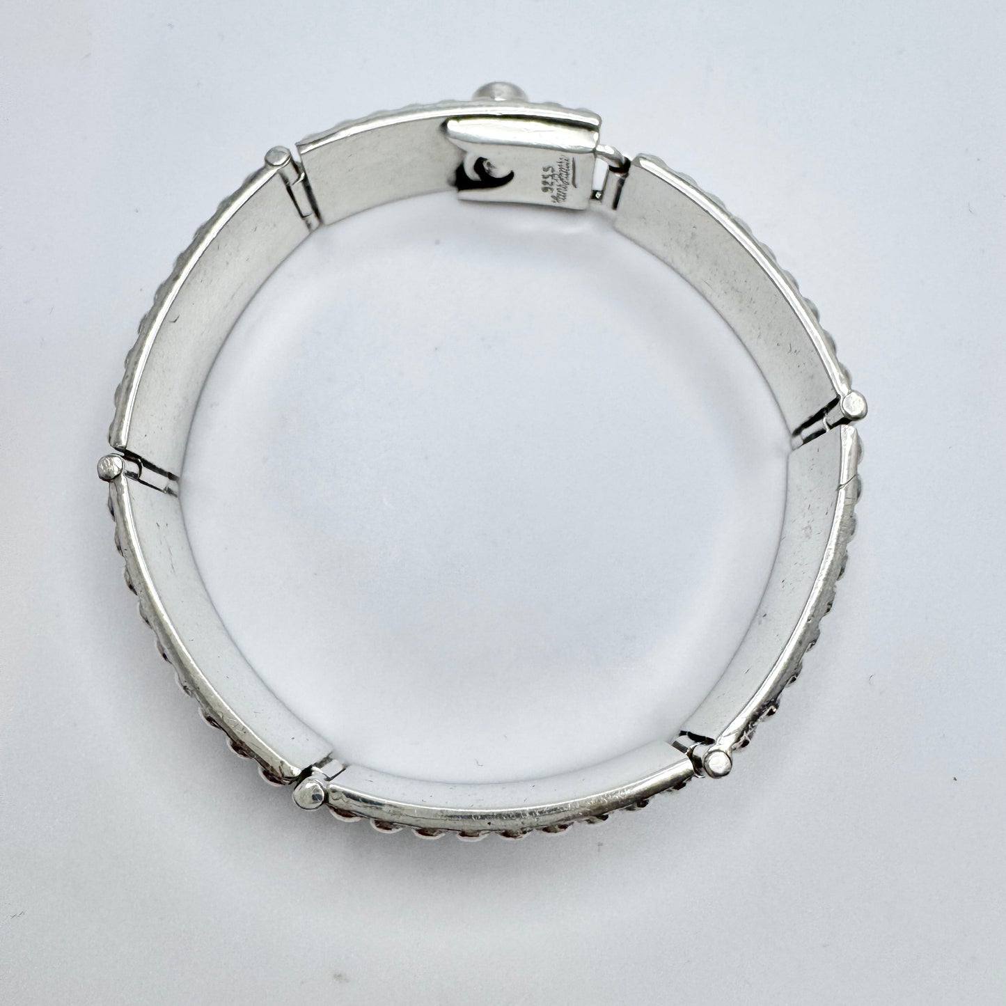 Hans Hansen, Denmark c 1950s. Vintage Sterling Silver Bracelet w the Iconic Screw Clasp.