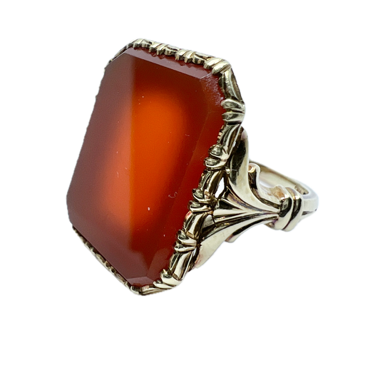 Antique c 1910. 14k Gold Carnelian Signet Ring.