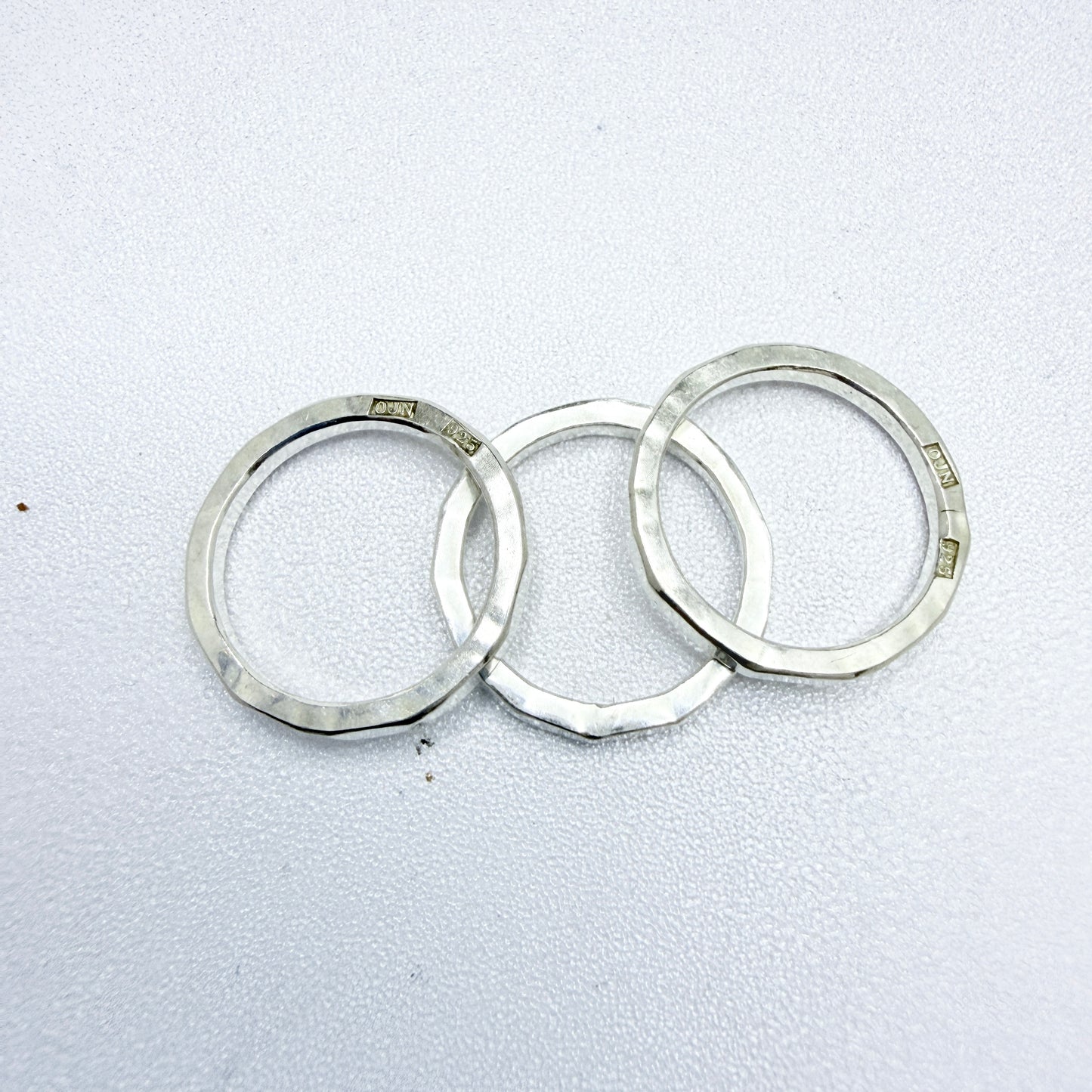 Ove Johansson, Sweden. Vintage Sterling Silver Ring Stack.