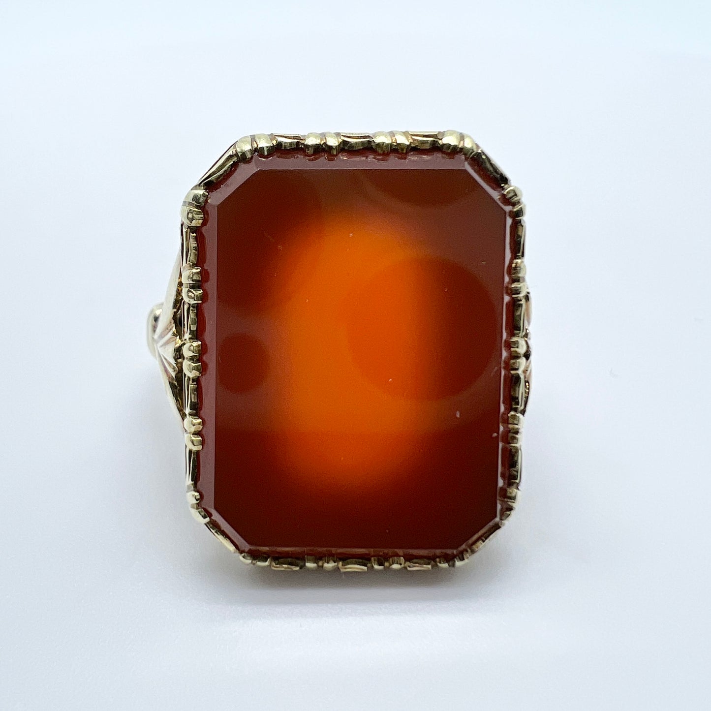 Antique c 1910. 14k Gold Carnelian Signet Ring.