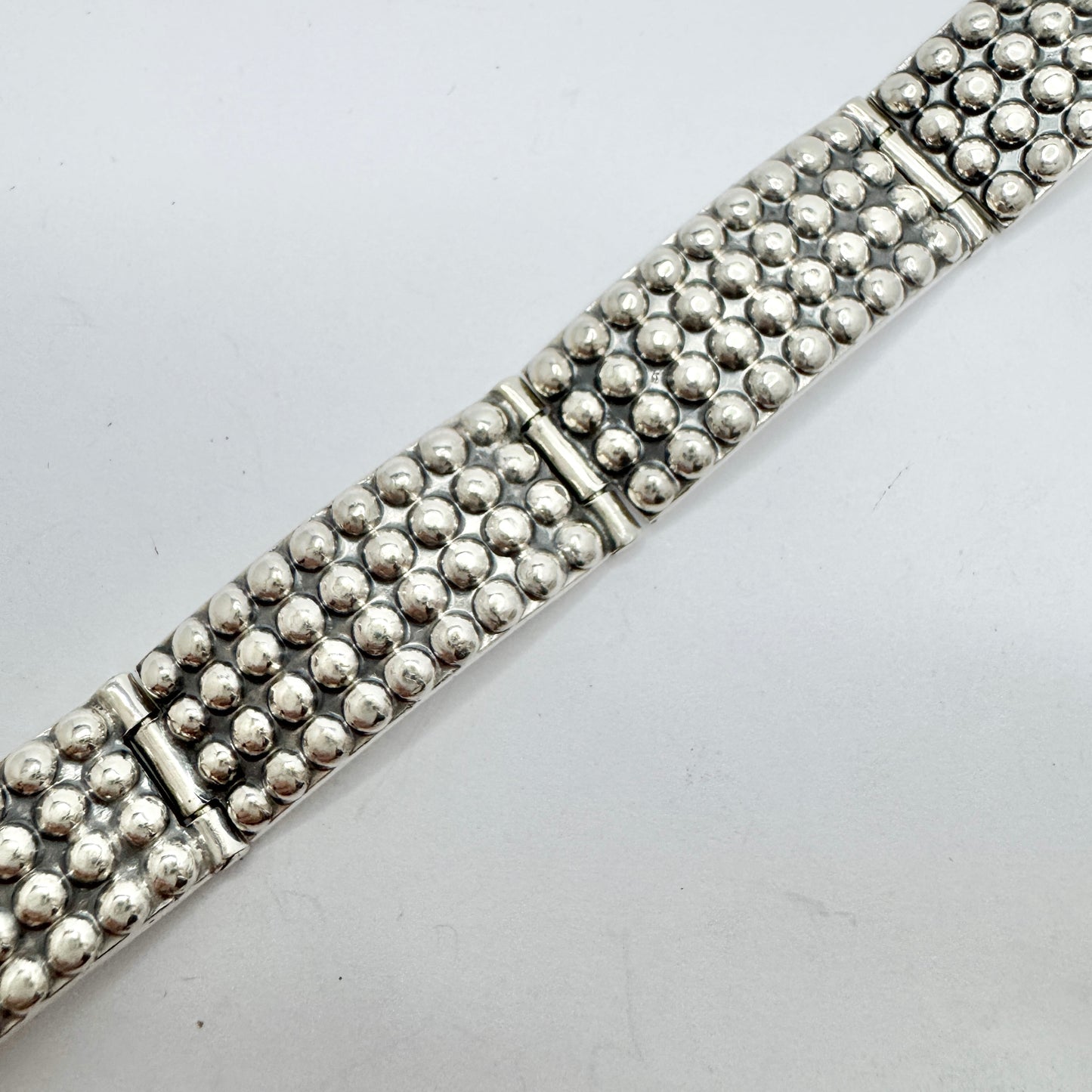 Hans Hansen, Denmark c 1950s. Vintage Sterling Silver Bracelet w the Iconic Screw Clasp.