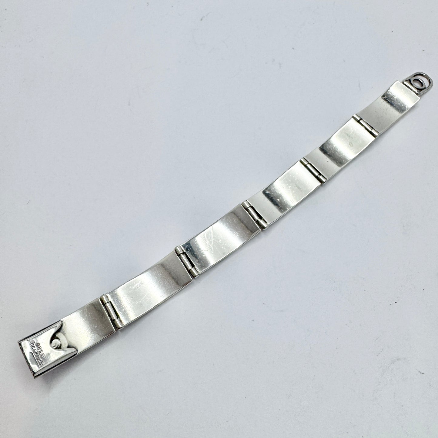 Hans Hansen, Denmark c 1950s. Vintage Sterling Silver Bracelet w the Iconic Screw Clasp.