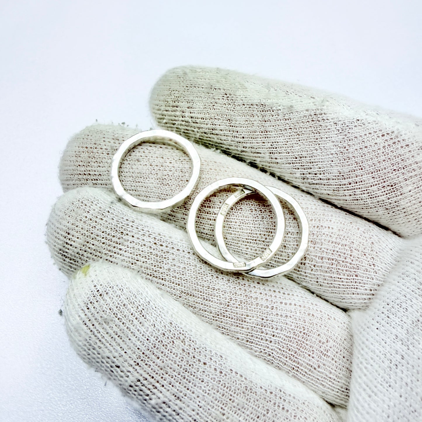 Ove Johansson, Sweden. Vintage Sterling Silver Ring Stack.