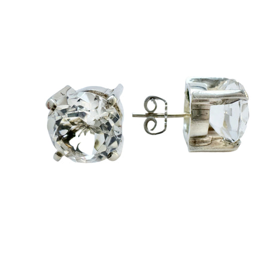 Sweden, Vintage Sterling Silver Rock Crystal Stud Earrings.