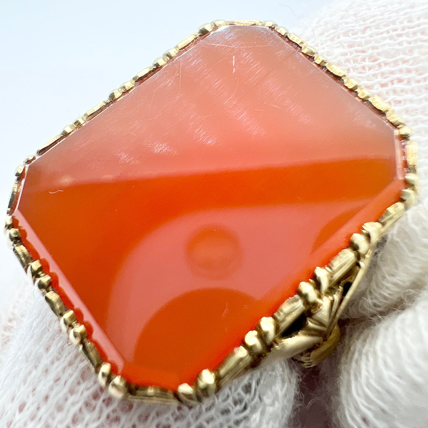 Antique c 1910. 14k Gold Carnelian Signet Ring.