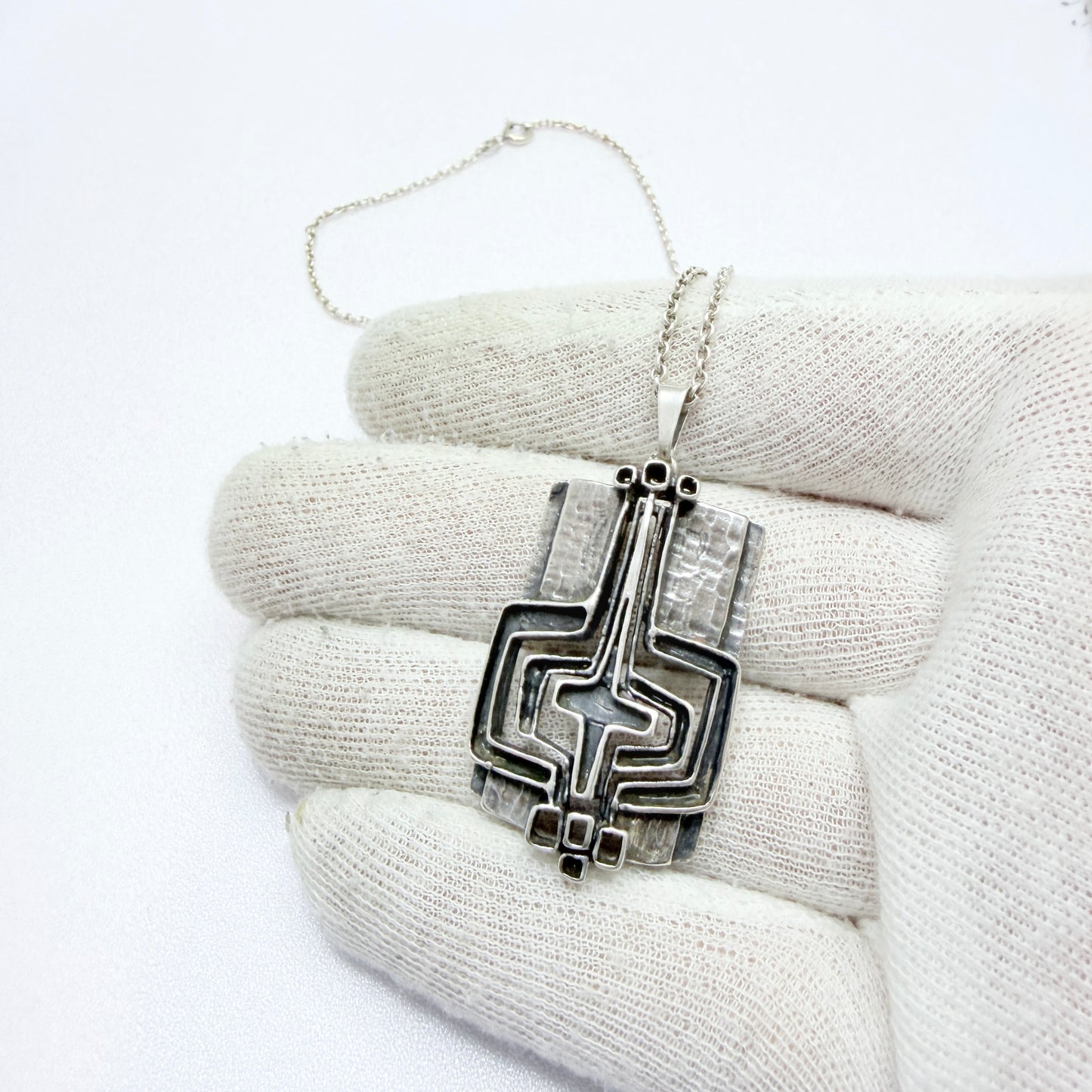 Teka, Germany 1970s. Vintage Sterling Silver Pendant + Chain