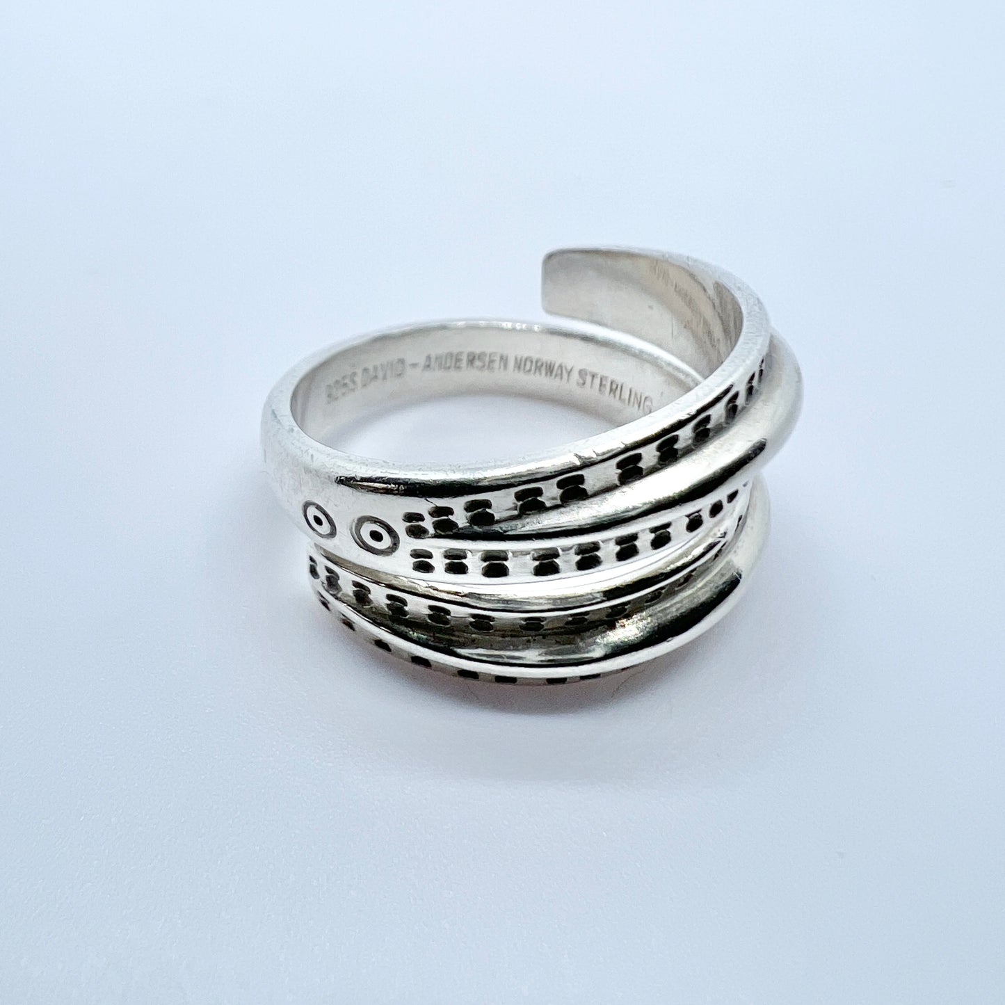 David-Andersen, Norway. Vintage 1960s, Viking Copy Saga Series Sterling Silver Unisex Ring.