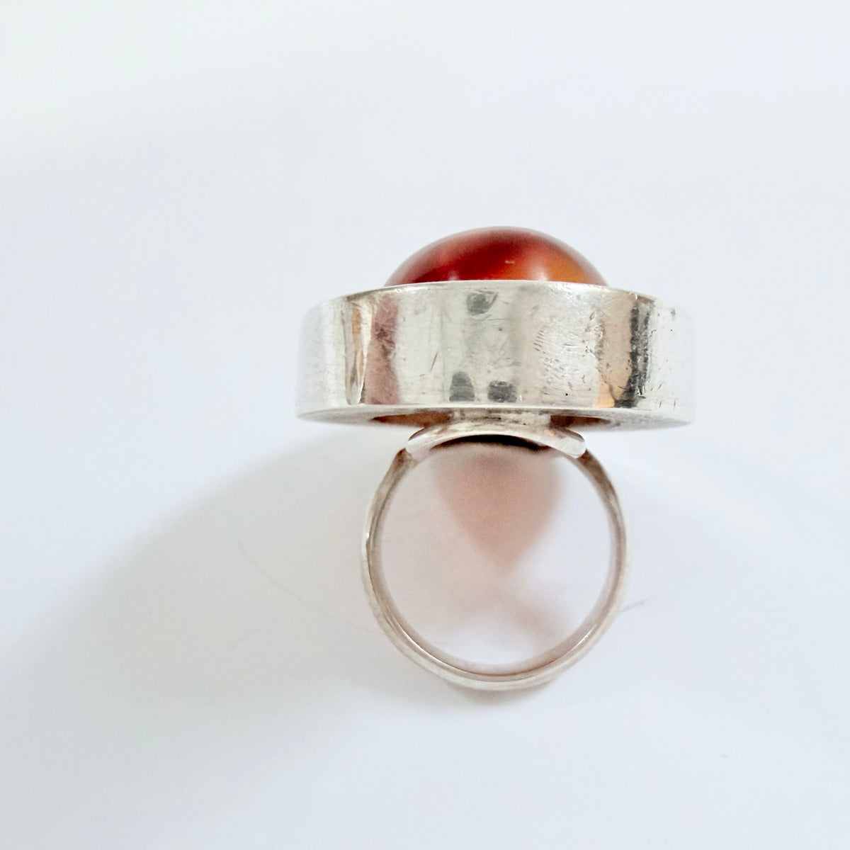 Bold Vintage Sterling Silver Amber Ring.