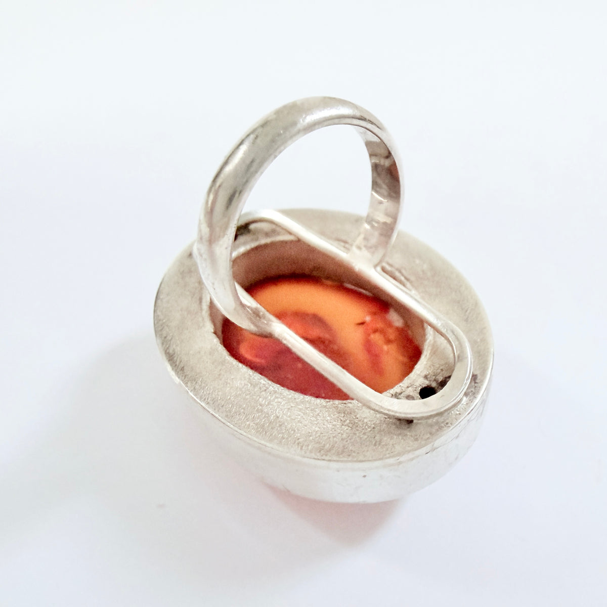 Bold Vintage Sterling Silver Amber Ring.