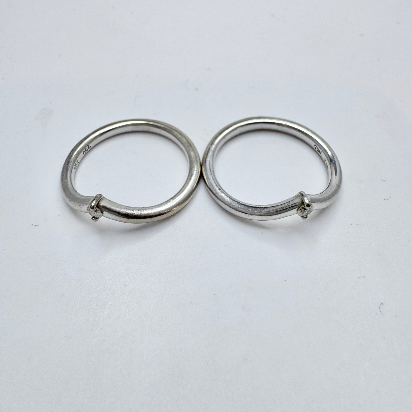 18k Gold Diamond Stack-Twin-Friends Rings.