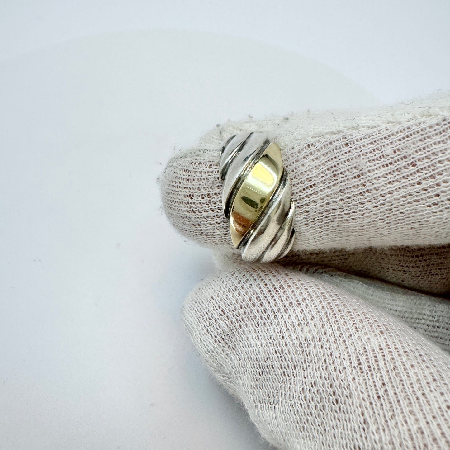 Vintage Sterling Silver 14k Gold Gilding Ring.