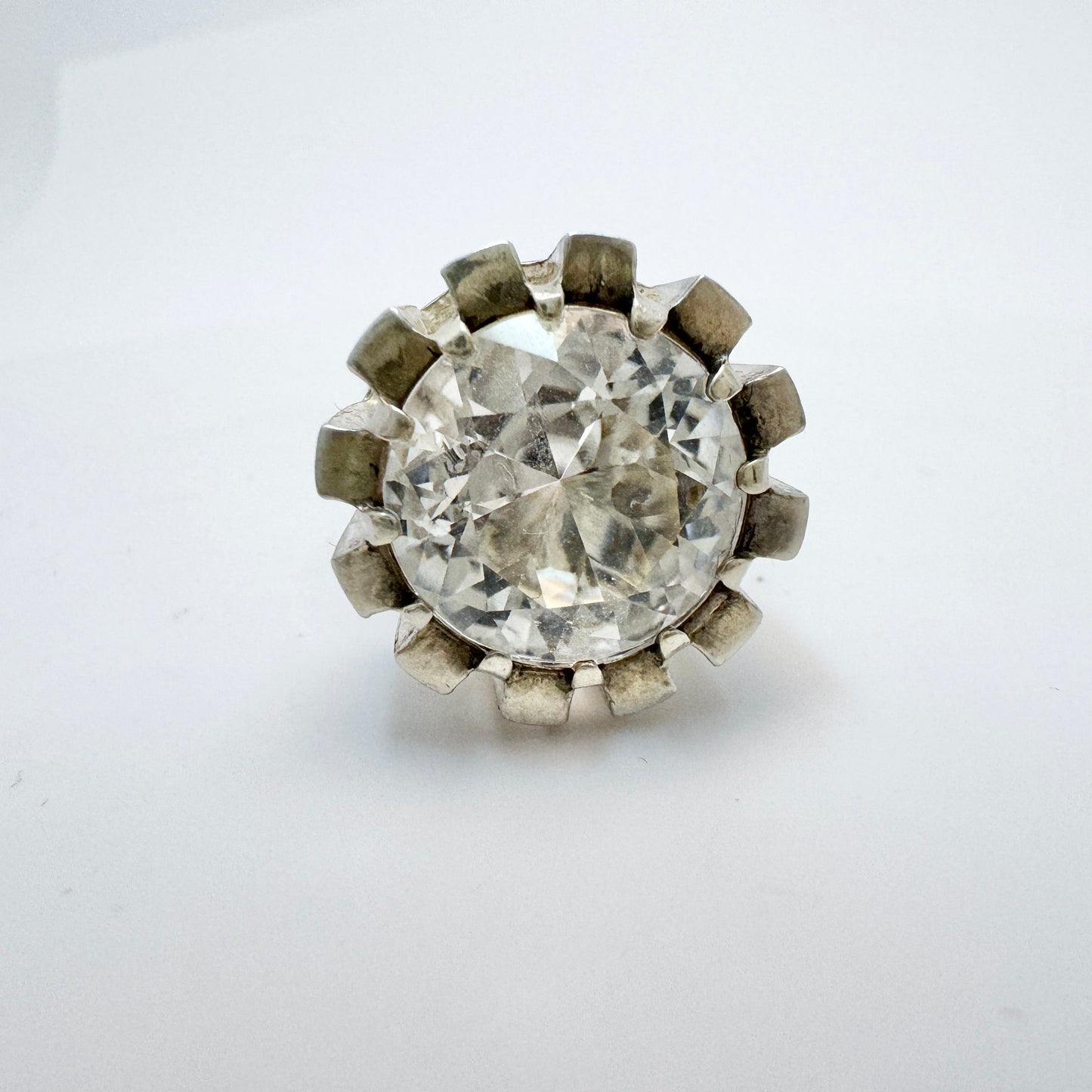 Bengt Hallberg, Sweden 1974. Vintage Modernist Sterling Silver Rock Crystal Ring.